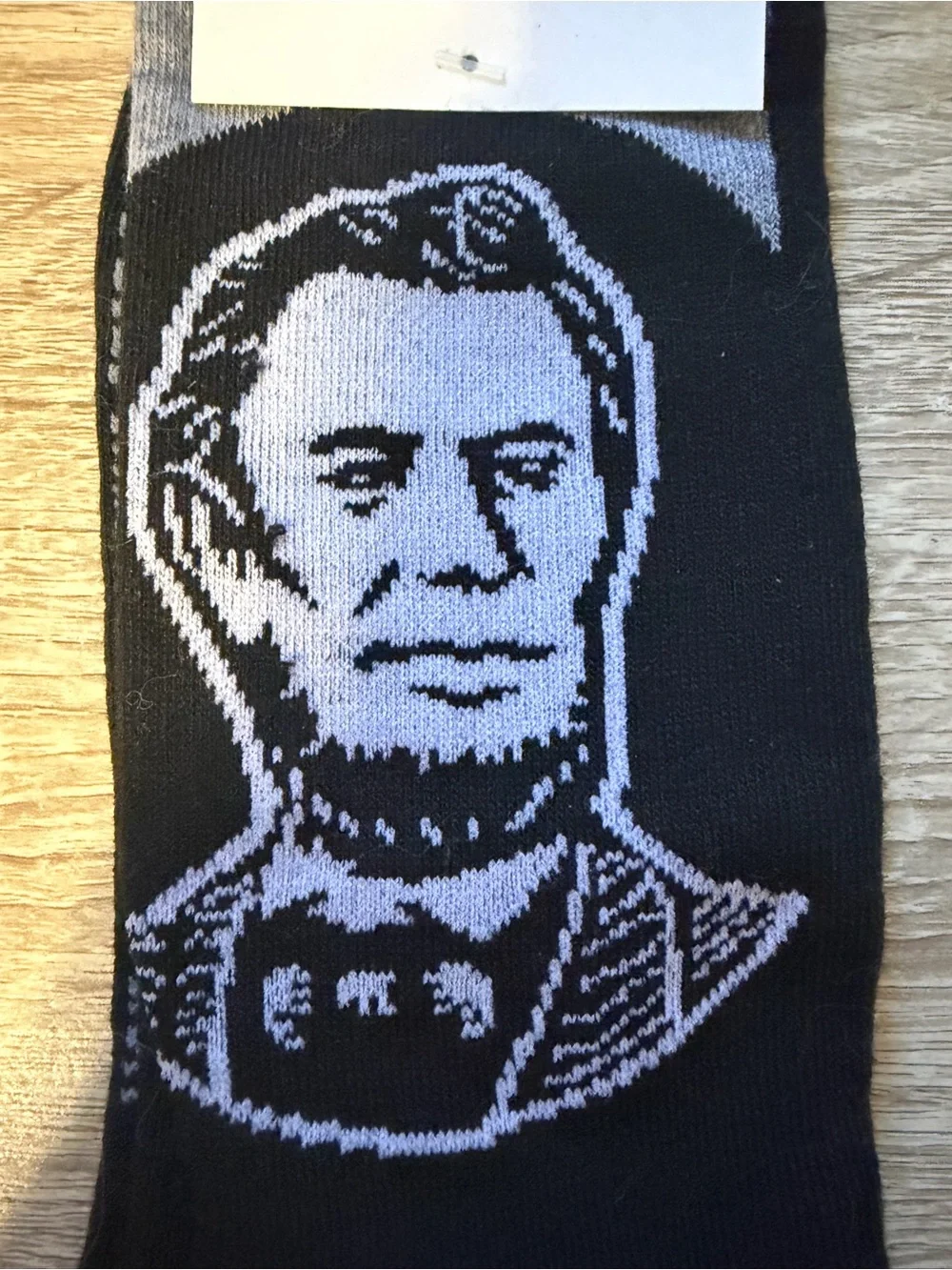 Smithsonian Men's Black & Blue Crew Socks with Historical Portrait